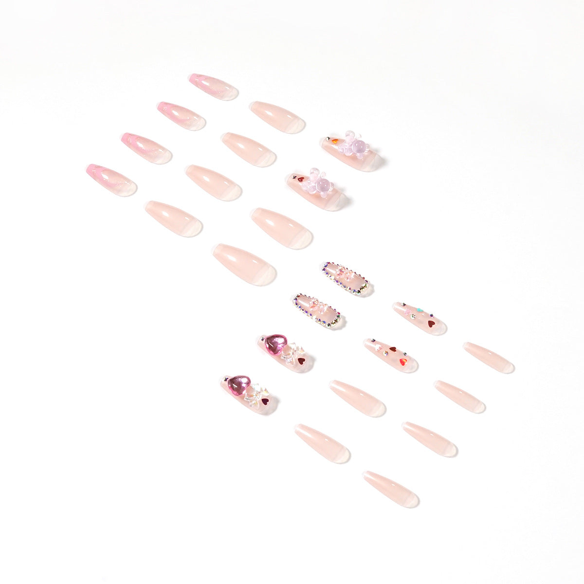 Cutie Bear | Long Coffin Manicure | Press on Nails N699