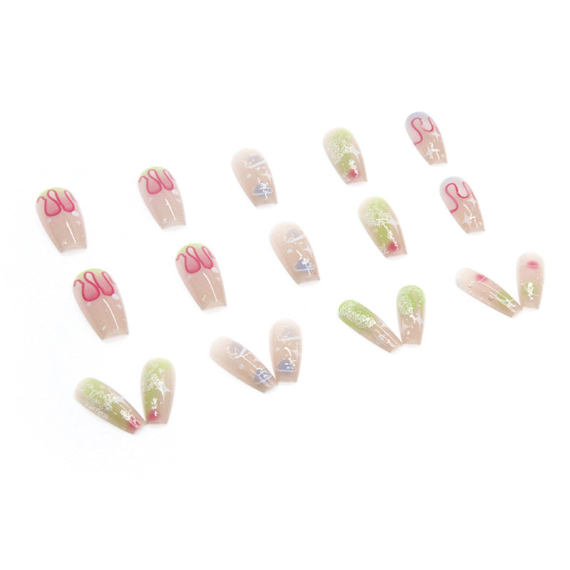 Neon Nebula | Long Coffin Manicure | Press On Nails