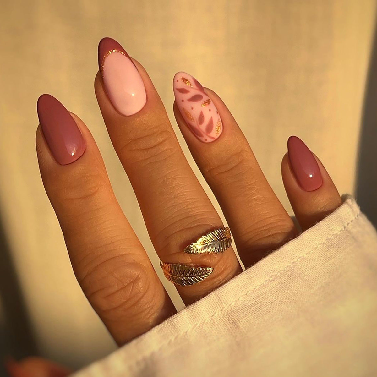 Stunning Maroon Petal Press-On Nails