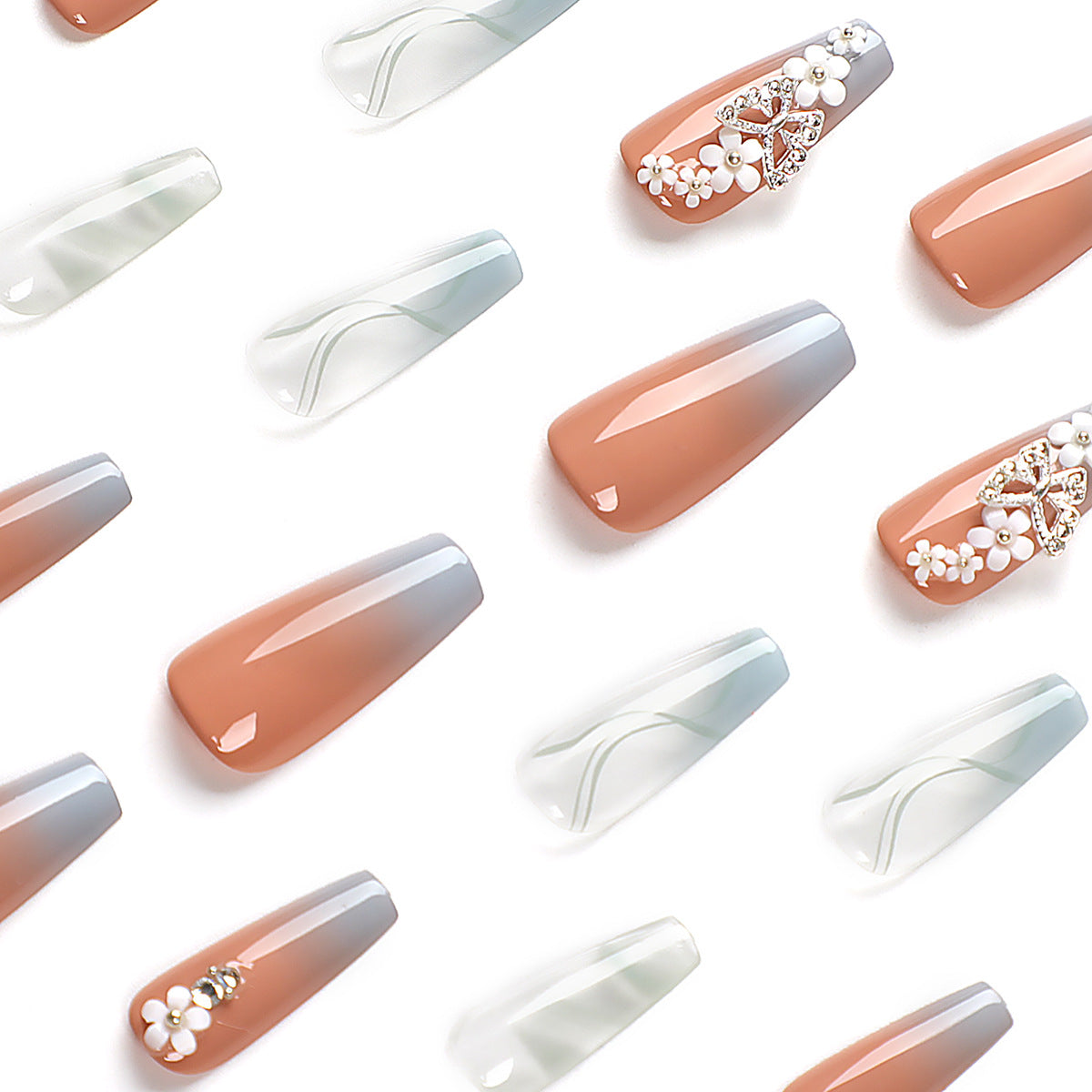 Pastel Petal Parade | Long Coffin Manicure | Press On Nails N729