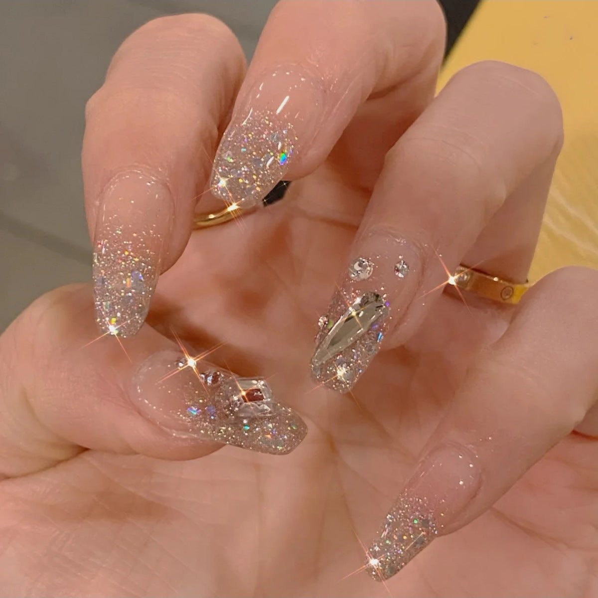 Glamorous Diamond | Long Coffin Manicure | Press On Nails – Evevey