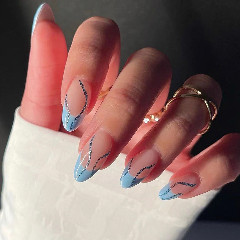 Sailor Chic Almond Nail Inspo