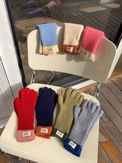 Cozy Winter Cashmere Solid Color Gloves Knitted Gloves G1