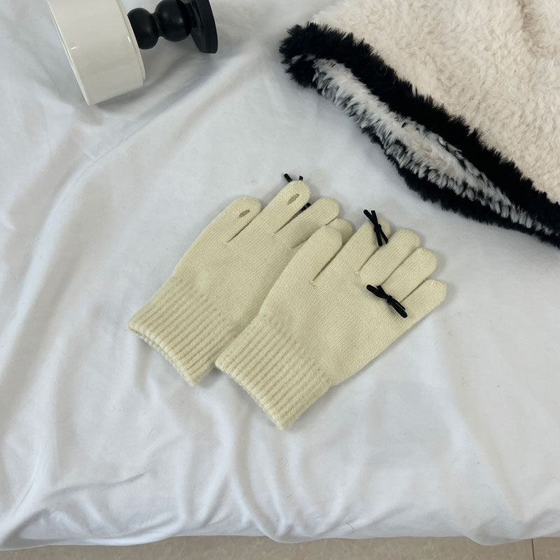 Cozy Cute Bow Winter Cashmere Glove |Soft Thick Solid Color Gloves |Warm Knitted Gloves G19