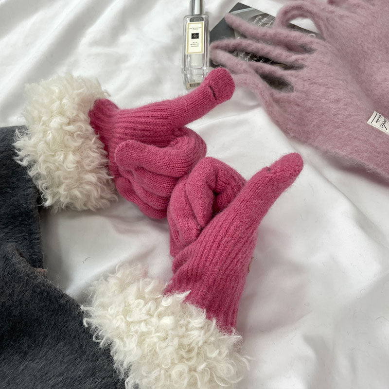 Cozy Plush Winter Cashmere Glove |Soft Thick Solid Color Gloves |Warm Knitted Gloves G8