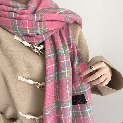 Classic Tartan Winter Solid Color Scarf |Warm Wool Knitted Shawls W56