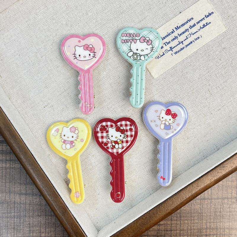 KItty Key Hair Clip |Hair Snap Clip |Hair Barrette |Duckbill Hairpin  2pcs A192