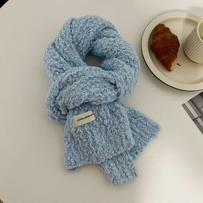 Cozy Winter Cashmere Pastel Solid Color Scarf |Warm Chenille Velvet Knitted Shawls W36