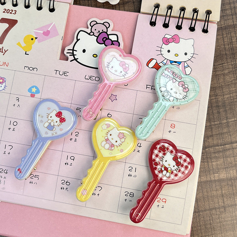 KItty Key Hair Clip |Hair Snap Clip |Hair Barrette |Duckbill Hairpin  2pcs A192