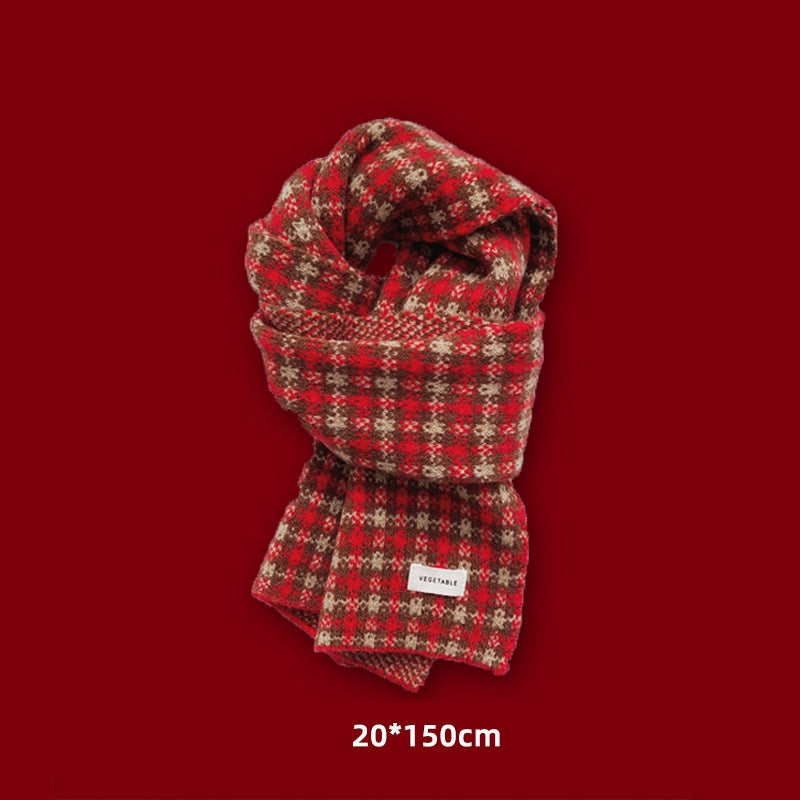 Red Vibe Cozy Plush Winter Solid Color Scarf | Tassel Shawls |Soft Wool knitted Scarf W25