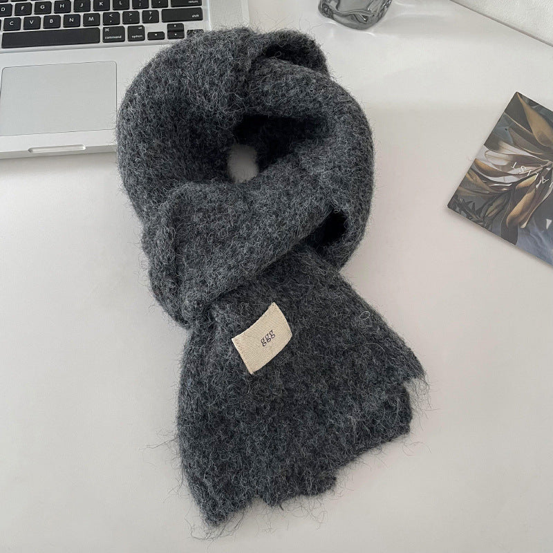 Soft Cashmere Solid Color Scarf | Simple Warm Wool Knitted Scarf W16