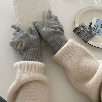 Cozy Bear Winter Cashmere Glove |Soft Thick Solid Color Gloves |Warm Knitted Gloves G5