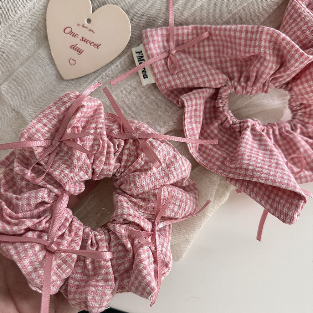 Pretty Pink Plaid Hair Tie||Ponytail Holders Barrette|Hair Scrunchie HT58