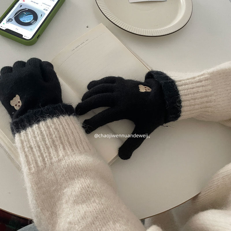 Cozy Bear Winter Cashmere Glove |Soft Thick Solid Color Gloves |Warm Knitted Gloves G5