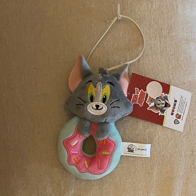 Cute Cartoon Donut Tom Jerry Design Bag KeyChain |Pendant Plush Schoolbag Hanging Decoration Gift K11