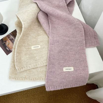 Stylish Cashmere Solid Color Scarf | Simple Warm Wool Knitted Scarf W11