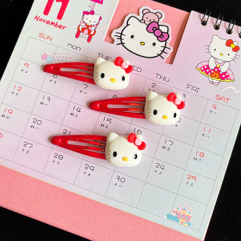 Kitty Bow Basic Hair Clip |Hair Snap Clip |Hair Barrette |Duckbill Hairpin 2pcs A198