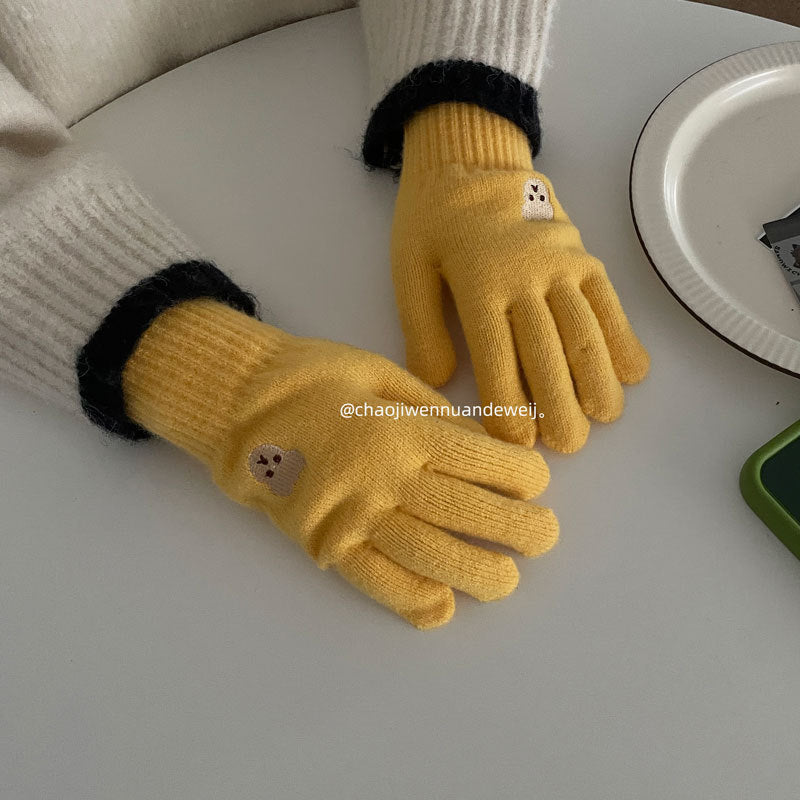 Cozy Bear Winter Cashmere Glove |Soft Thick Solid Color Gloves |Warm Knitted Gloves G5