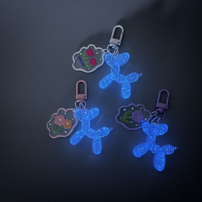 Glow in dark Balloon Dog Design Bag KeyChain |Pendant Schoolbag Hanging Decoration K35