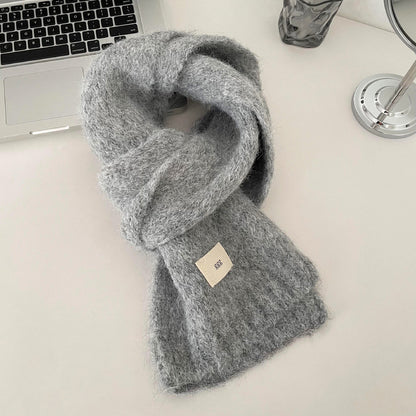 Soft Cashmere Solid Color Scarf | Simple Warm Wool Knitted Scarf W16