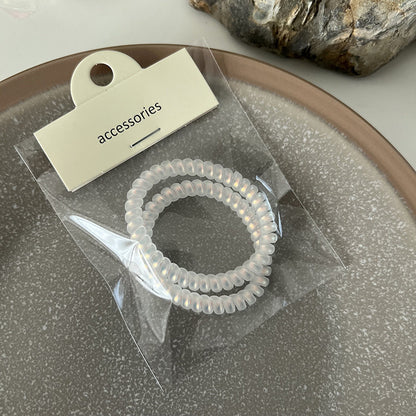 Pearl Luster Telephone Wire Hair Tie|Ponytail Holders Barrette|Spiral Hair Scrunchie 6pcs HT69