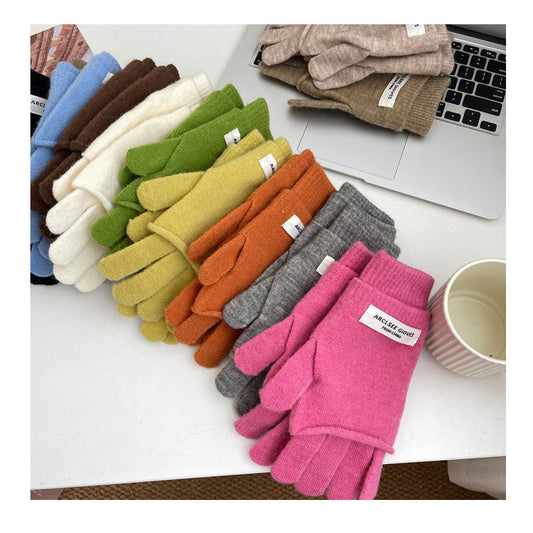 Cozy Winter Cashmere Solid Color Gloves Knitted Gloves G3