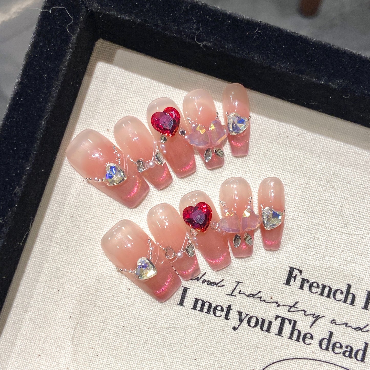 Lush Rose|Medium Coffin Manicure | Handmade Press On Nails H310