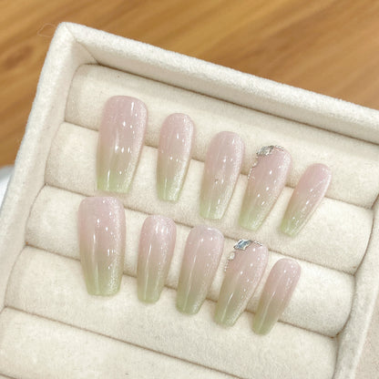 Fade Aura| Long Coffin Manicure  | Handmade Press on Nails H359