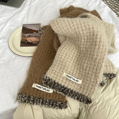 Cozy Winter Plush Cashmere Solid Color Scarf |Warm Wool Knitted Shawls W53