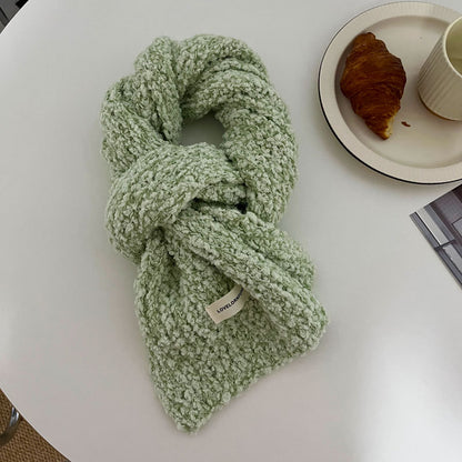 Cozy Winter Cashmere Pastel Solid Color Scarf |Warm Chenille Velvet Knitted Shawls W36