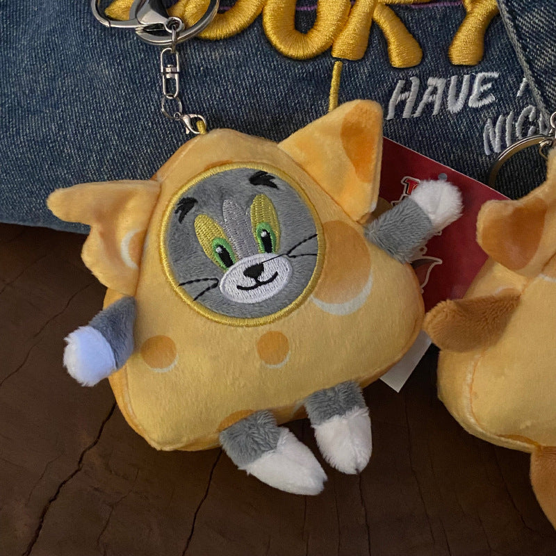 Cute Cartoon Cheese Tom Jerry Design Bag KeyChain |Pendant Plush Schoolbag Hanging Decoration |Gift for Boys and Couples K7