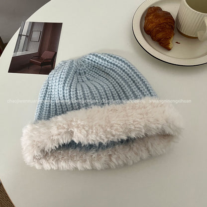 Cozy Plush Winter Cashmere Knit Beanie Hat |Stretch Ribbed Beanie Hat M17