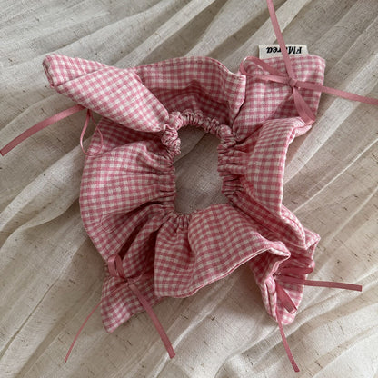 Pretty Pink Plaid Hair Tie||Ponytail Holders Barrette|Hair Scrunchie HT58