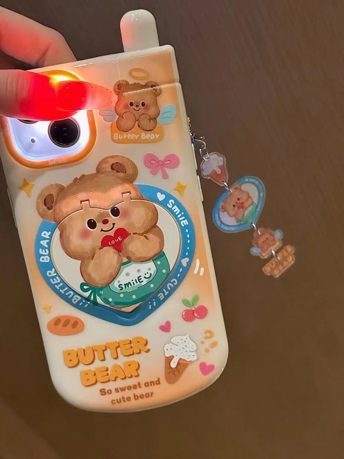 Butter Bear Mirror iPhone Case WIth Phone Chain L40