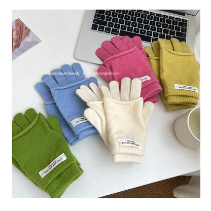 Cozy Winter Cashmere Solid Color Gloves Knitted Gloves G3