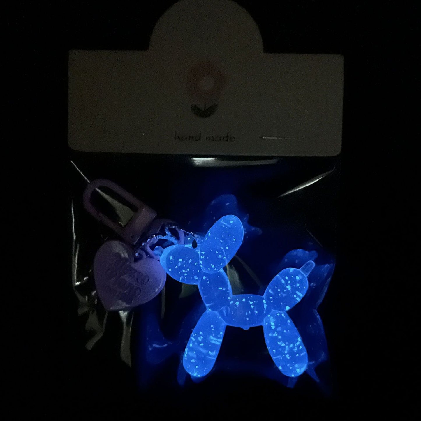 Glow in Dark Balloon Dog Design Bag KeyChain |Pendant Schoolbag Hanging K40