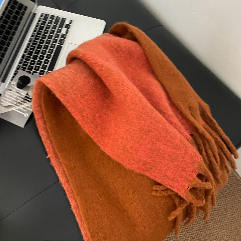 Cozy Plush Winter Cashmere Solid Color Scarf |Warm Wool Knitted Shawls W35