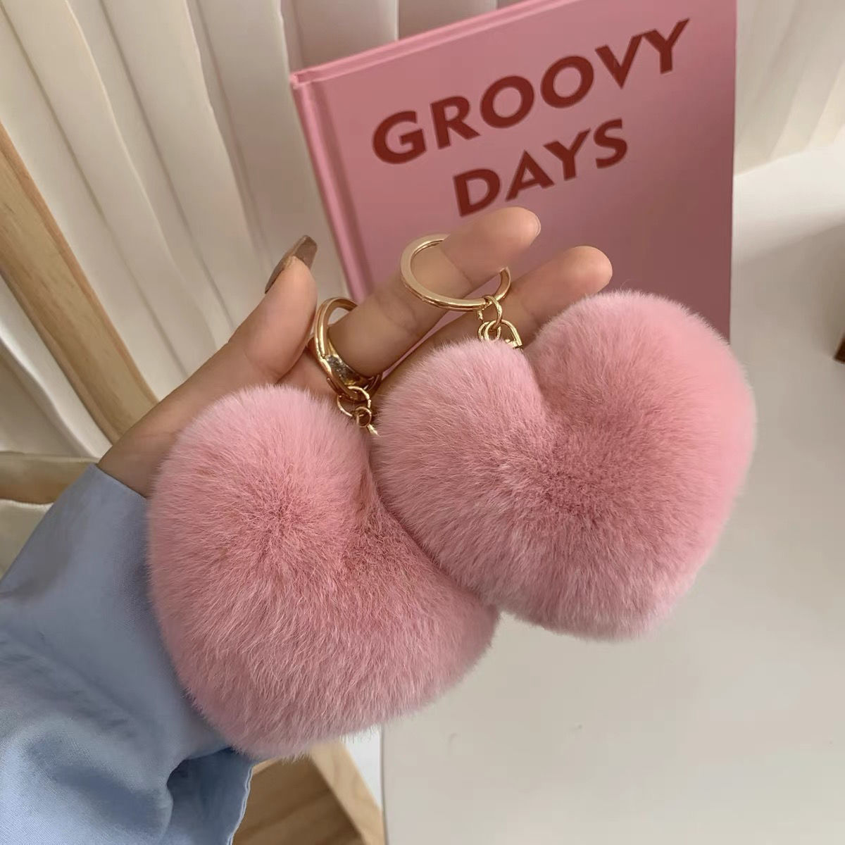 Fuzzy Heart Bag KeyChain |Pendant Schoolbag Hanging Decoration K45