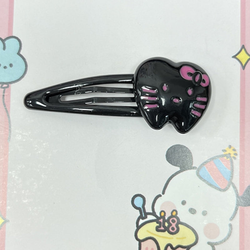 Kitty Bow Basic Hair Clip |Hair Snap Clip |Hair Barrette |Duckbill Hairpin 2pcs A198