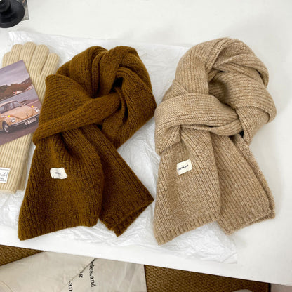 Stylish Cashmere Solid Color Scarf | Simple Warm Wool Knitted Scarf W11