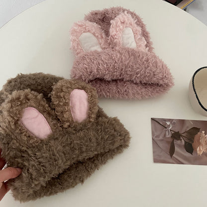 Cozy Cute Rabbit Plush Winter Cashmere Knit Beanie Hat |Stretch Bunny Beanie Hat M10