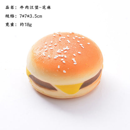 Bun Toast Egg Tart Hamburger Croissant Donut| Slow Rising Soft Squishy|Squeeze Stress Toy S122