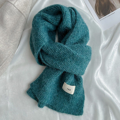 Soft Mohair Solid Color Scarf | Simple Warm Wool Knitted Scarf W26