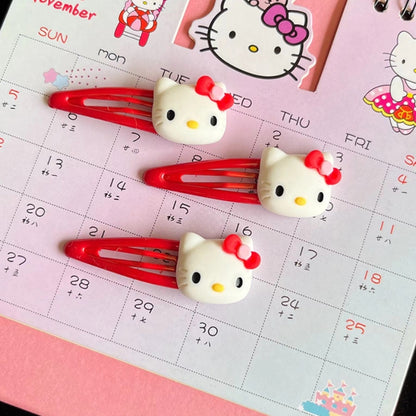 Kitty Bow Basic Hair Clip |Hair Snap Clip |Hair Barrette |Duckbill Hairpin 2pcs A198