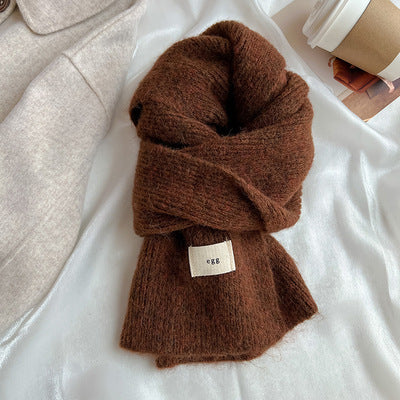 Soft Mohair Solid Color Scarf | Simple Warm Wool Knitted Scarf W26