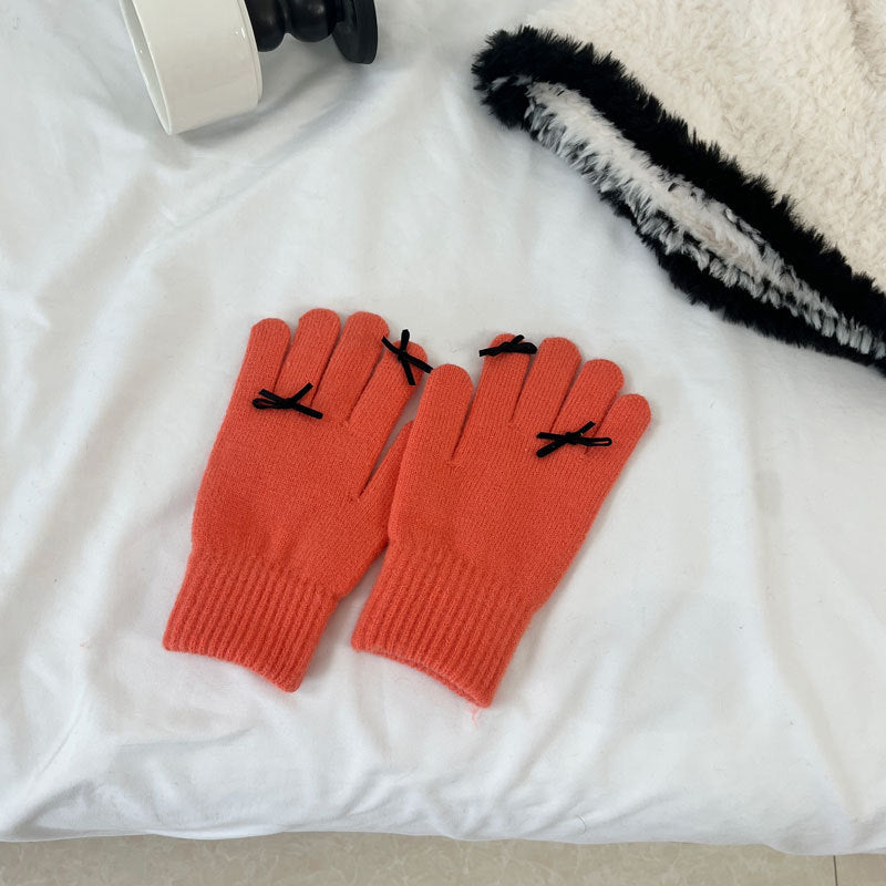 Cozy Cute Bow Winter Cashmere Glove |Soft Thick Solid Color Gloves |Warm Knitted Gloves G19