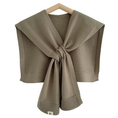 Cozy Cashmere Solid Color Scarf Cape | Wool Knitted Shawl | Elegant Capelet Shoulder Wrap W22