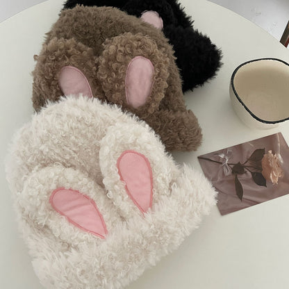 Cozy Cute Rabbit Plush Winter Cashmere Knit Beanie Hat |Stretch Bunny Beanie Hat M10