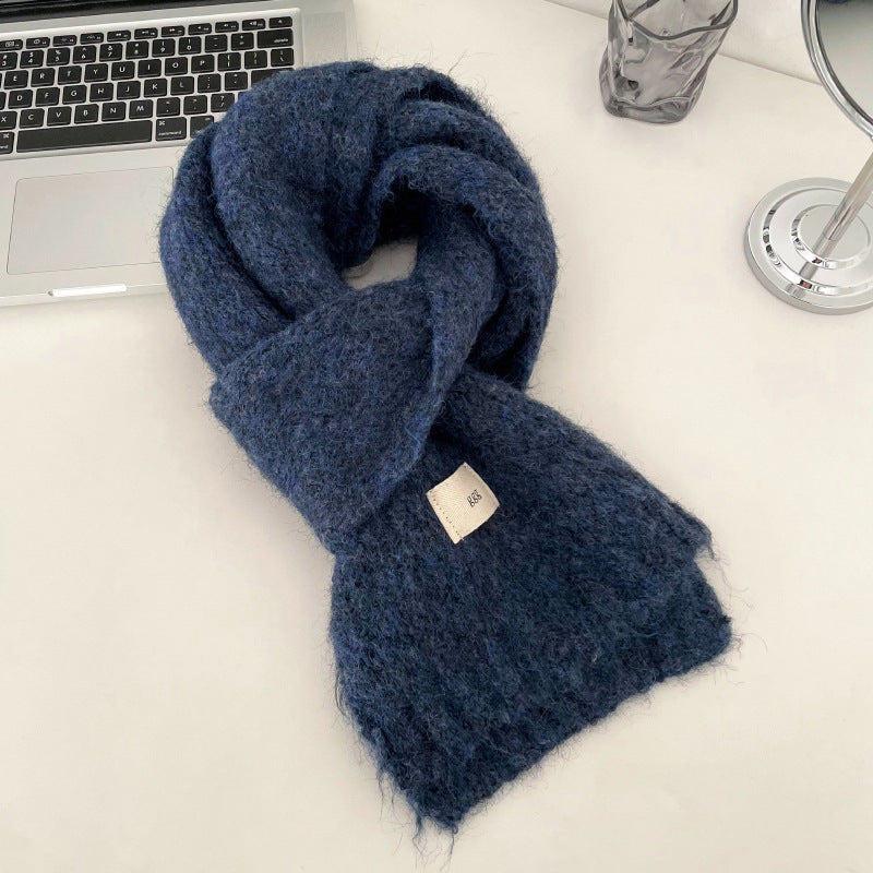 Soft Cashmere Solid Color Scarf | Simple Warm Wool Knitted Scarf W16