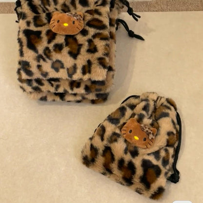 Leopard Hello Kitty Storage Bags |Pouch Keychain Wallet| Cosmetic Makeup Bag | Pencil case Coin Purse B37